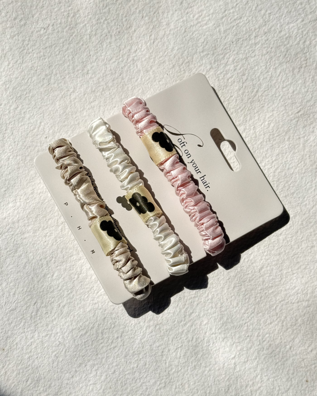 Tender Bloom Pure Silk Scrunchie Set with 3 Pieces